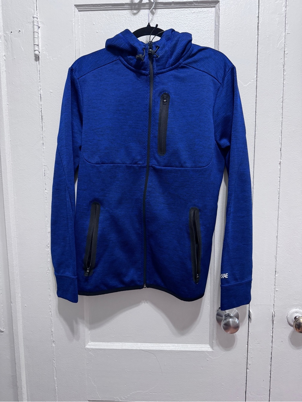 American Eagle Outfitters Blue Full-Zip Hooded Sweater